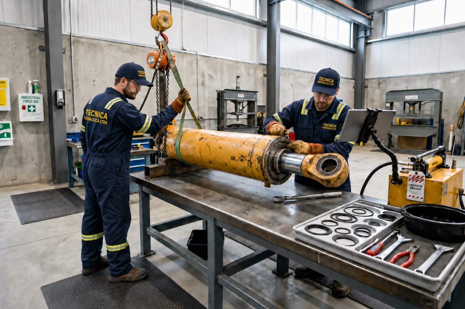 Reparación de cilindro hidráulico de maquinaria pesada
