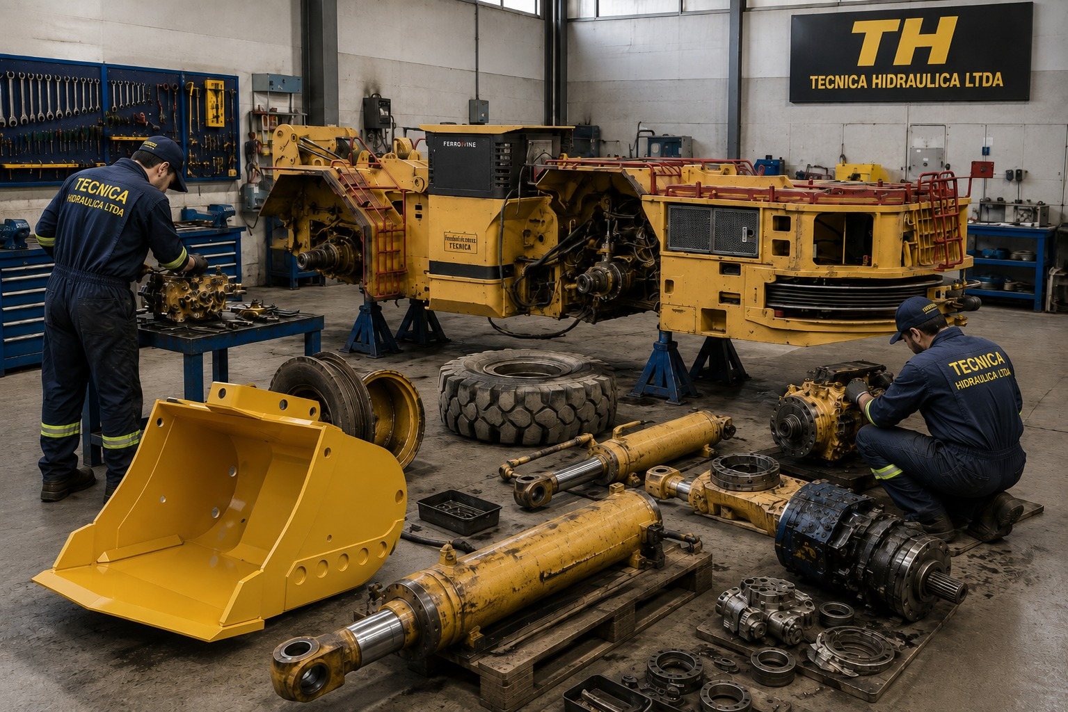 Taller de reparación hidráulica para maquinaria pesada